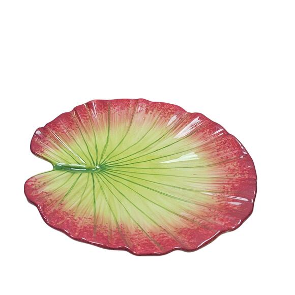 Vintage Lotus Serving plates 1 large 3 smaller side plates Red to yellow, green - Picture 4 of 8